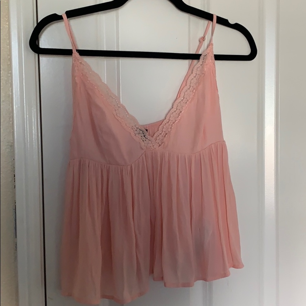 Salmon Pink lacey tank top
